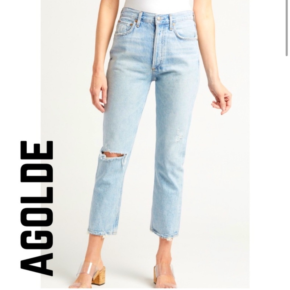 AGOLDE Riley High Rise Straight Crop in Shatter from Revolve